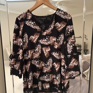Lafayette 148 New York Leaf Print Silk Blouse size S